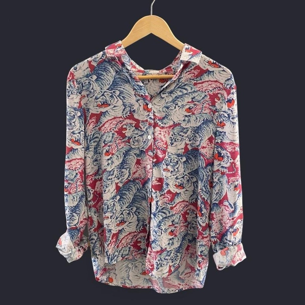 Armand Ventilo 100% silk tiger print blouse